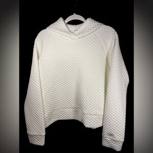 New Balance White Quilted Pattern Women’s Logo Hoodie pullover Size Large